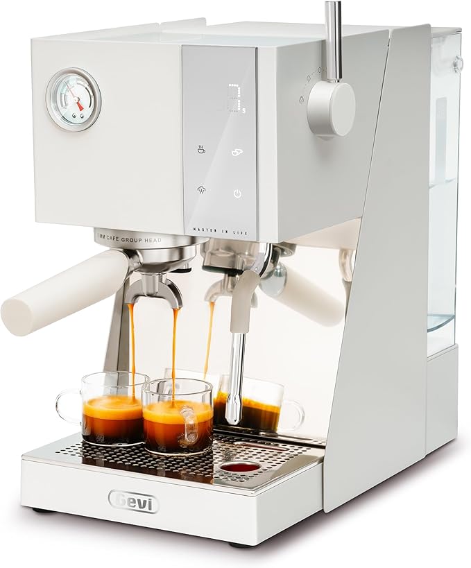 Gevi Commercial Espresso Machine 20Bar with Smart OPV Coffee Makers, Milk Frother & 58mm Portafilter, Dual Display Stainless Steel Cappuccino Maker for Home, Great Gift