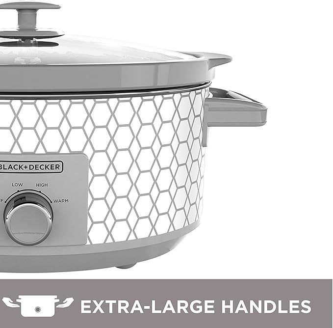 BLACK+DECKER SC1007D Slow Cooker, 7 quart, Geometric Cream