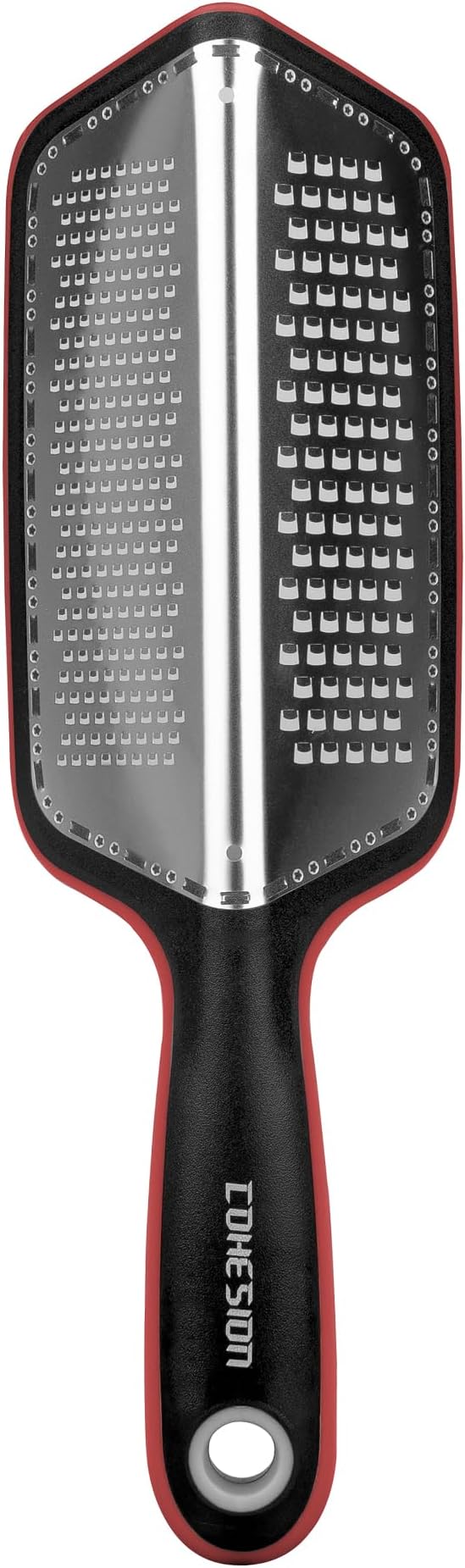 Cohesion Zester Grater for Kitchen with Double-sided - Kitchen Lemon Zester Tool for Cheese, Citrus, Garlic, Ginger, Nutmeg, Chocolate, Fruits, Vegetables with Sharp Premium Stainless Steel Blade, Red