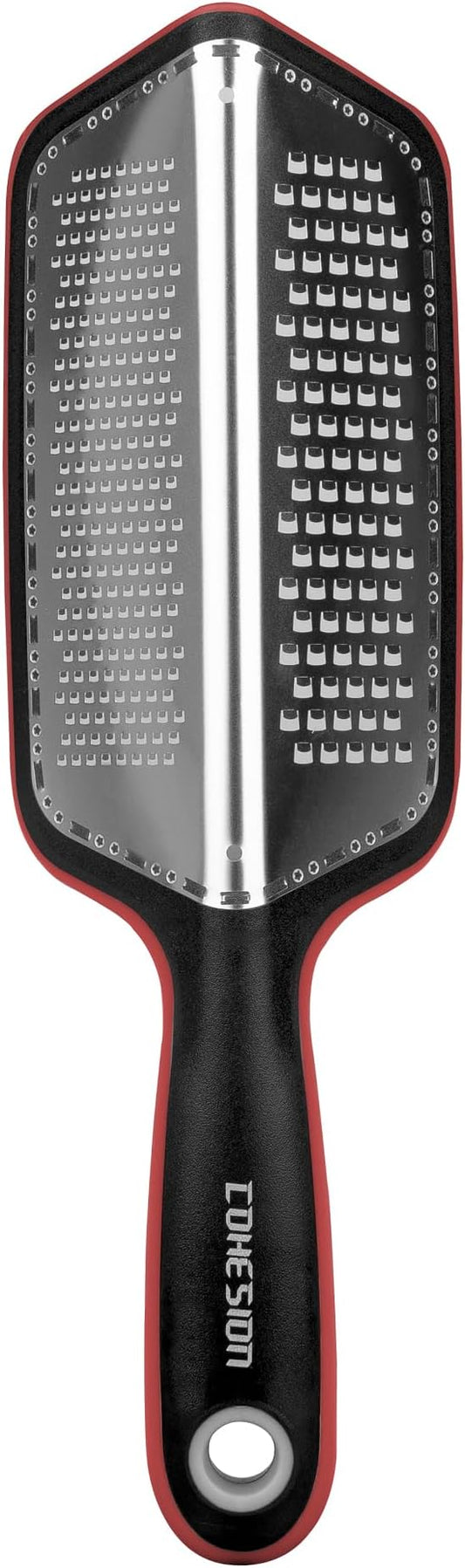 Cohesion Zester Grater for Kitchen with Double-sided - Kitchen Lemon Zester Tool for Cheese, Citrus, Garlic, Ginger, Nutmeg, Chocolate, Fruits, Vegetables with Sharp Premium Stainless Steel Blade, Red