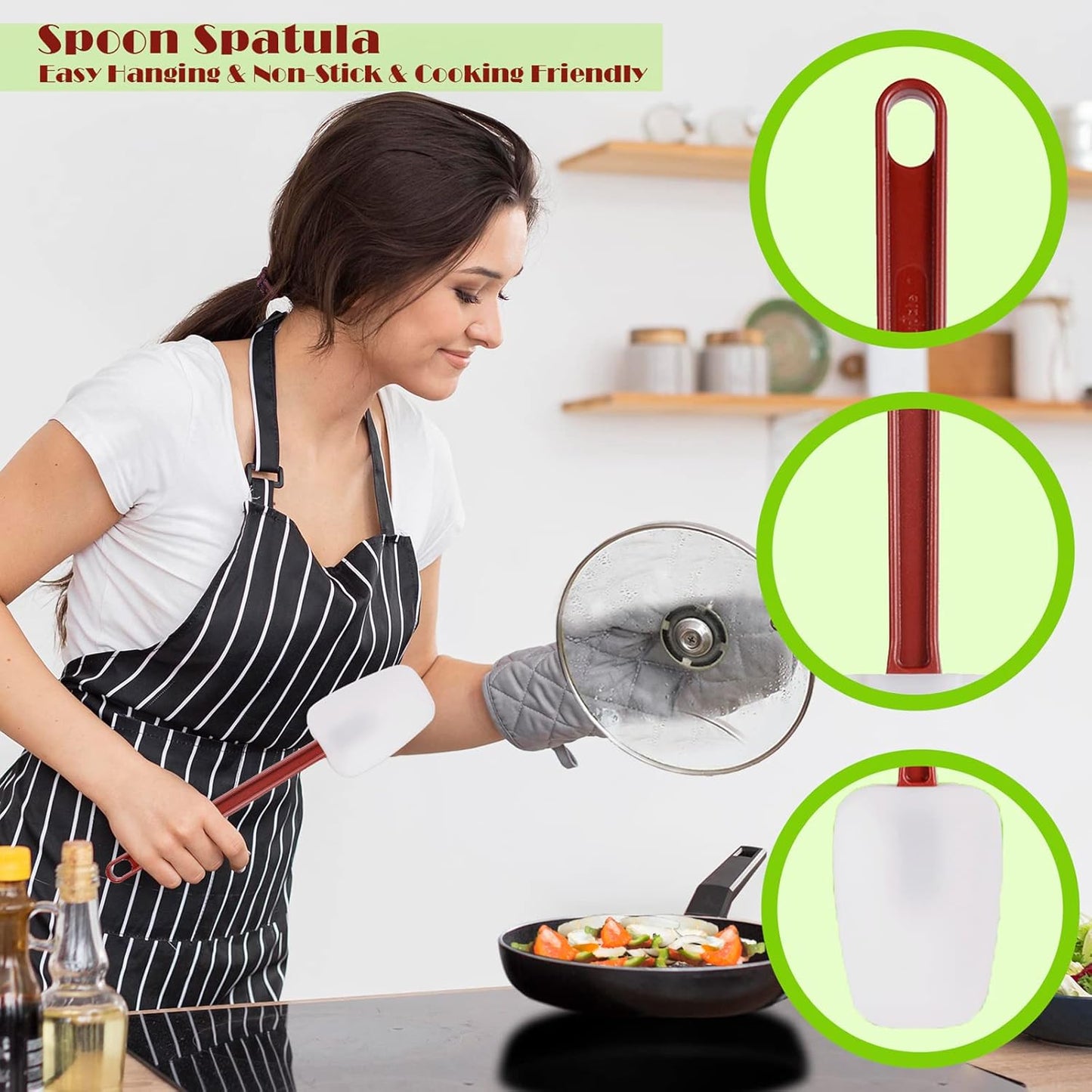 Silicone Rubber Spatula and Spoon Set of 3, High Heat, Commercial Use (3 x 9.5 Inches)