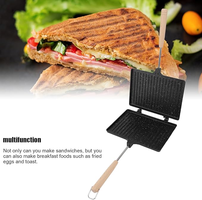 Hand Sandwich Maker Multifunctional Double Sided Prevent Stick Hand Toaster Sandwich Maker for Home Breakfast