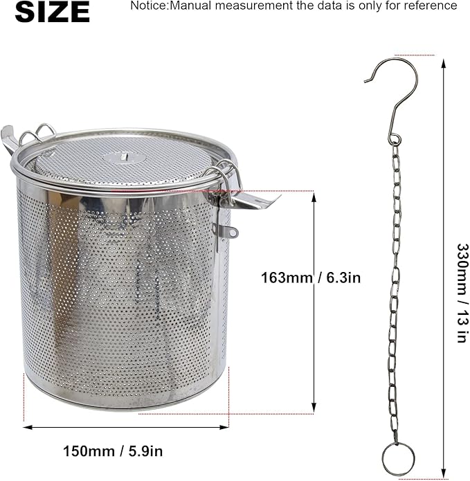 6.3 inch Stainless Steel Tea Ball Seasoning Strainer Infuser Spice Seasoning Strainer Brewing Basket for Kitchen Restaurant