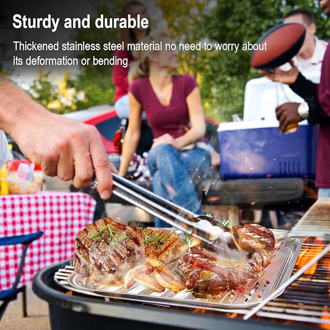 Grill Topper Pans for Gas Stove Top, 13"x9"Stainless Steel Grill Tray for Outdoor Grill, BBQ Grill Accessories for Barbecue Grills Outdoor Cooking, Prevents Food from Falling into Grill Rack