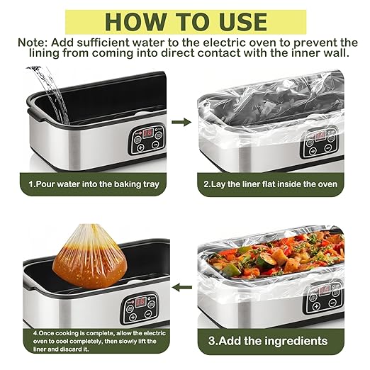 25 Count Electric Roaster Liners, 34" × 18" Roaster Liners Disposable, Fits 16, 18, and 22 Quart, Up to 350° F, High Temperature Resistant Stew Cooking Bags, Food Grade Material