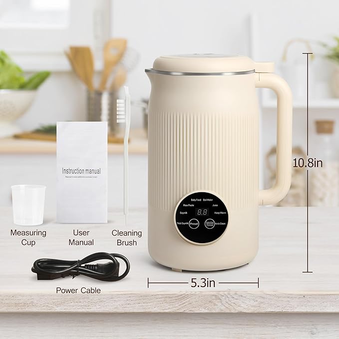 8 in 1 Nut Milk Maker Blender, 40OZ Homemade Almond, Soy, Oat, Coconut, Yogurt and Non Dairy Beverages, Automatic Soybean Blender Machine with Delay Setting, Keep Warm, Self-Cleaning, Boiling