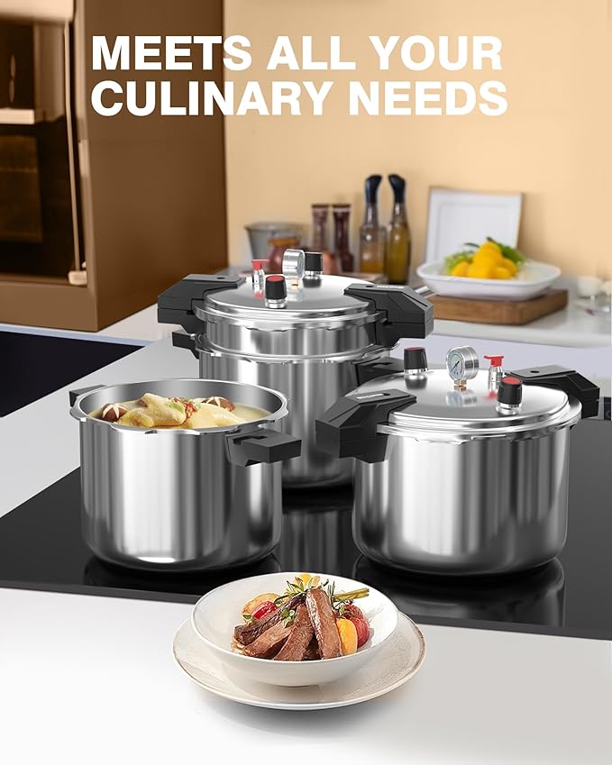 Wantjoin Aluminum Pressure Cooker 23Qt Pressure Canner, Pressure Pot with Pressure Control for Home Kitchen or Restraurant, Commercial Pressure Cooker with Gauge