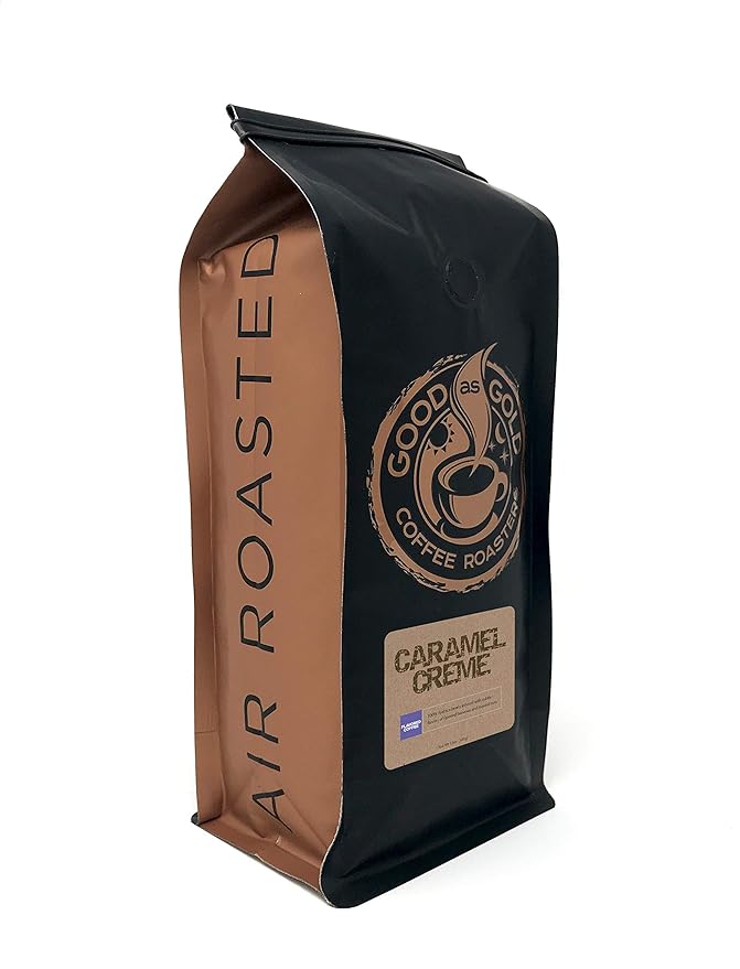 Good As Gold Coffee Roasters - Caramel Cream Flavored Whole Bean Coffee, 12 Oz