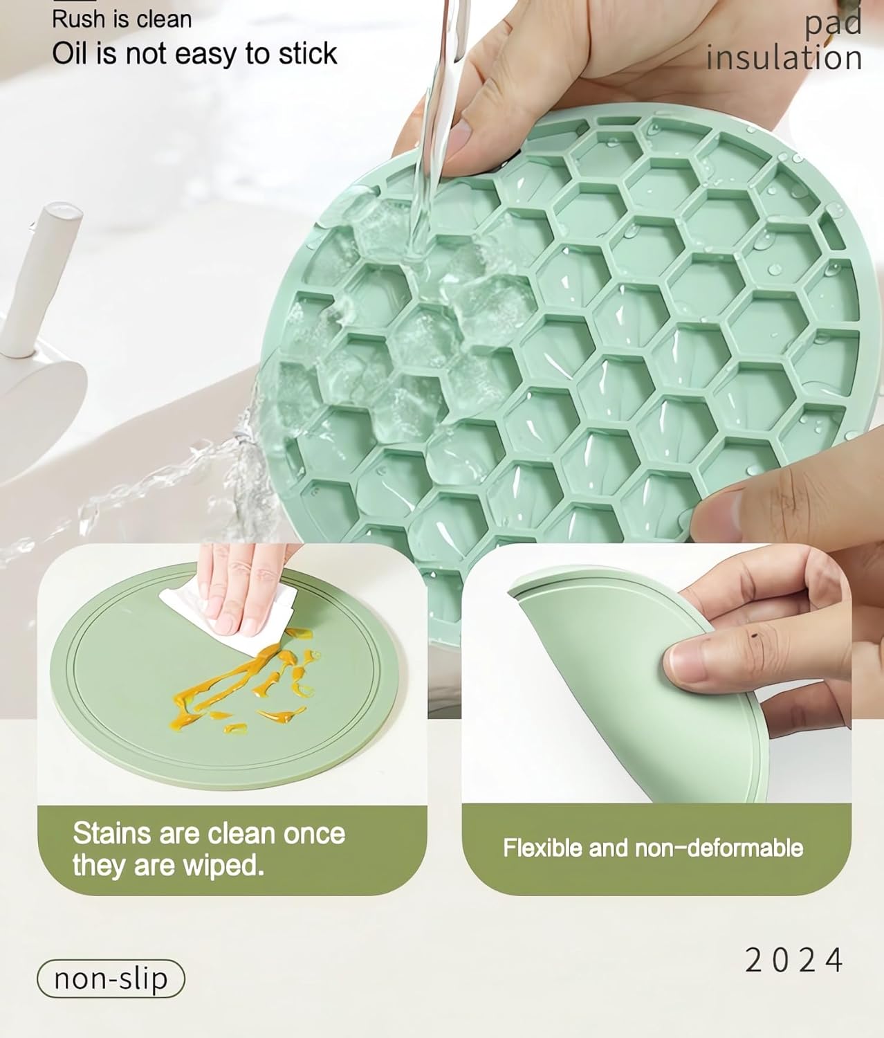 5-Pack Silicone Trivet Mats for Hot Pots,Pans & Dishes – Non-Slip Heat Resistant Round Placemats, Kitchen Counter Protectors & Coasters (Home Essentials Orange 6.3"*6.3"*0.24")
