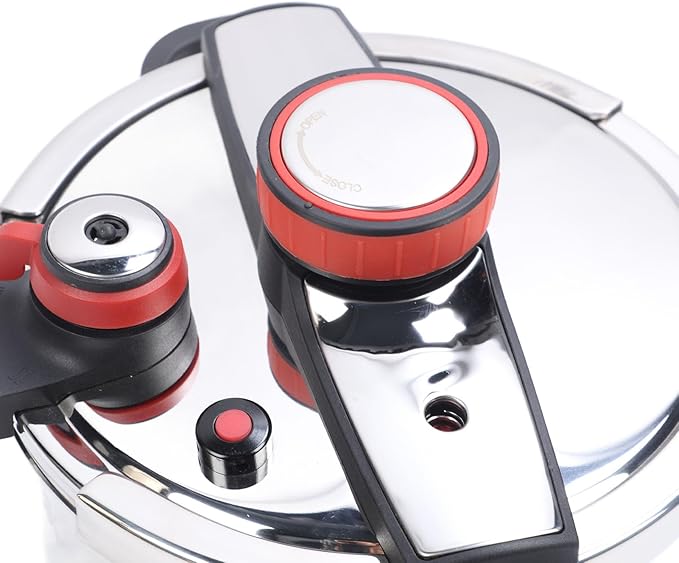 Stainless Steel Pressure Cooker, Large Capacity Explosion Proof Pressure Canner with Easy Lock Lid, 2 Gear Pressure Cooker for Vegetables, Fish, Rice and Meat, Fast Cooking