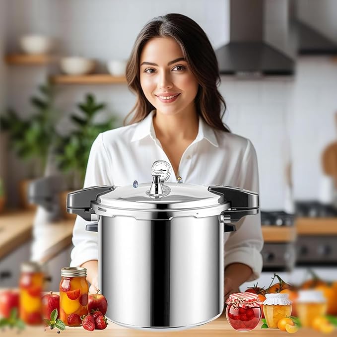 24 qt Pressure Canner with Gauge[14.5 PSI],with Canning Supplies 7 pc set,large pressure cooker for canning, its a great helper for both households and businesses used to make canned food