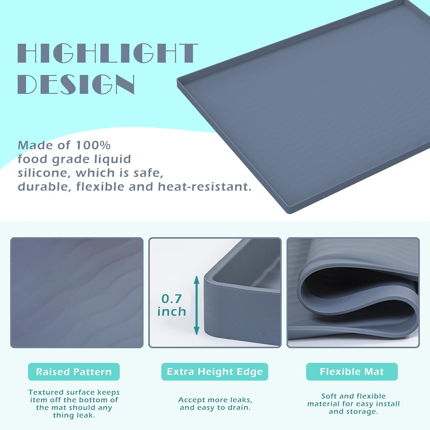 URMONA Waterproof Silicone Under Sink Mat 28'' x 19'' Shelf Liner for Kitchen and Bathroom, Cabinet and Counter Protector, Storage and Organizers, Litter Mat, Pet Cat Puppy Essentials(Beige)
