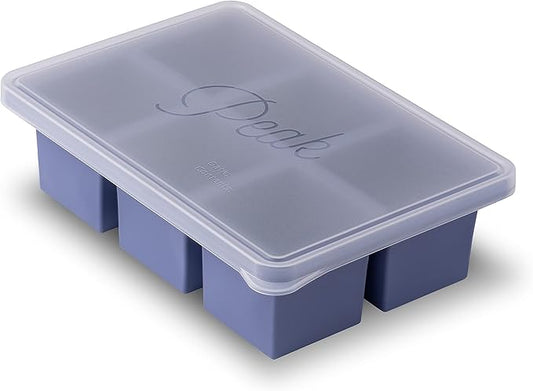 W&P Cup Cubes Silicone Freezer Tray with Lid, Blue, Makes 6 Perfect 1-Cup Portions, Freeze & Store Soup, Broth, Sauce, Leftovers, Dishwasher Safe