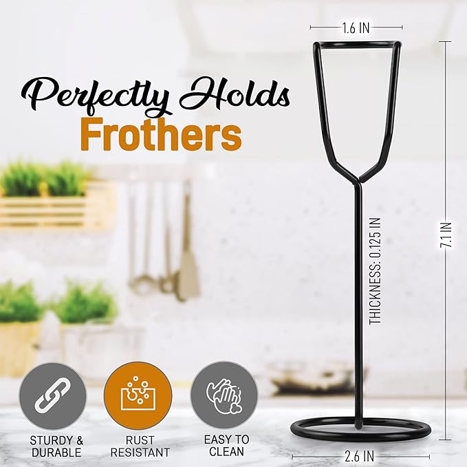 Zulay Kitchen Ultra Frother Stand for Milk Frothers - Heavy Duty, Rust Resistant Premium Milk Frother Holder for Multiple Types of Handheld Frothers (Black)