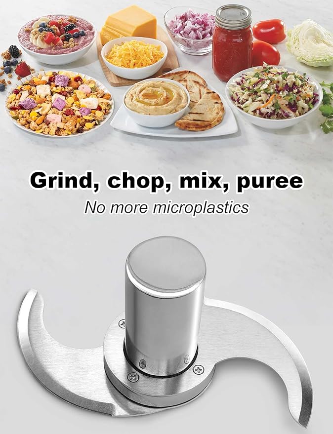 27055 Modular Blade for Robot Coupe Food Processor R2, R2A, R2N, R2B, R2U, R201, R211, with Stainless Steel Housing & 2-Pack Spare Blades, Microplastic-Free/Durable/Cost-Saving