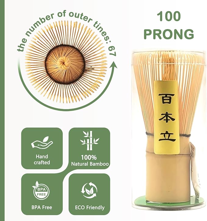 Matcha Whisk Set, Cute Japanese Matcha set Preparation Gift Kit Including Ceramic Bowl and Whisk Holder, Bamboo Scoop, Gift Box