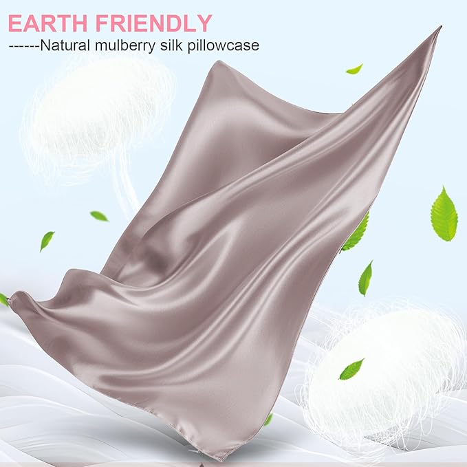 Mulberry Silk Pillow Cases Standard Size with Hidden Zipper, Ultra Smooth and Soft Breathable Cooling Silk Satin Pillowcase for Hair and Skin, Gifts for Women Men (Taupe, 20x26 Inches, 1 Pack)