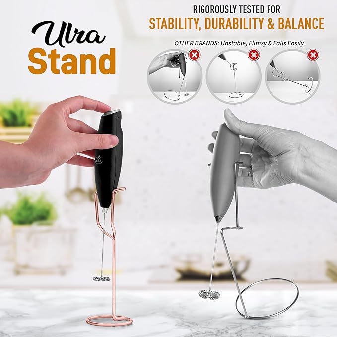 Zulay Kitchen Ultra Frother Stand for Milk Frothers - Heavy Duty, Premium Rust Resistant Milk Frother Holder for Multiple Types of Handheld Frothers (Rose Gold)