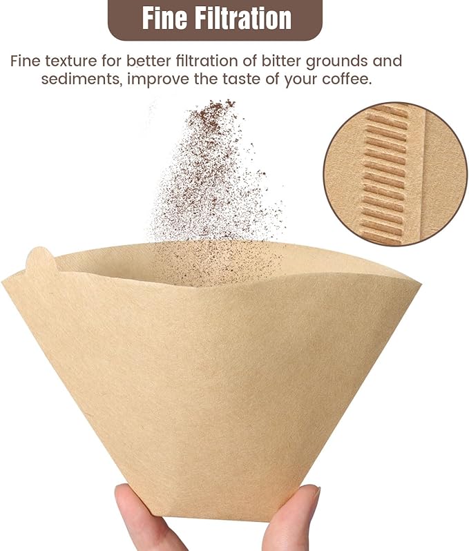 200 Count Cone Coffee Filters #4, Unbleached 04 Coffee Filters 8-12 Cup, Disposable Natural Paper Filters, No.4 Cone Filters for Ninja, Pour Over and Drip Coffee Maker