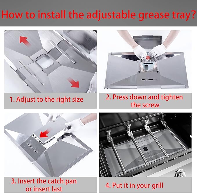 Charbrofire 40900029 146.34611410 Drip Pan Grill Replacement Parts for Kenmore Grease Tray 146.10016510 Landmann 42223 42224 42259 Adjustable Drip Tray with Catch Pan Assembly