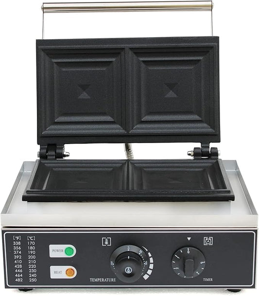 Electric Sandwich Making Machine, 1500W Commercial Sandwich Maker with Indicators and Large Capacity Baking Pans, Double Pan Sandwich Burgers Panini Maker Machine Adjustable Temperature & Time