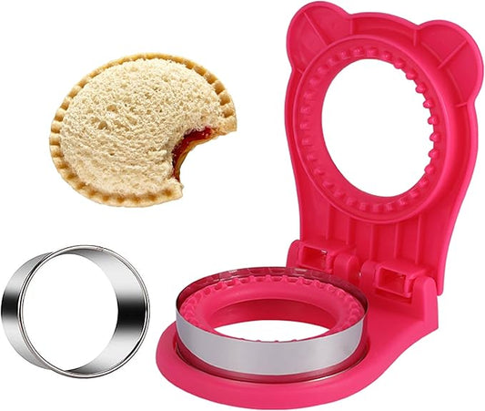 Sandwich Cutter and Sealer, Decruster Sandwich Maker for kids lunch Uncrustable Sandwich Maker，Easy for School Lunchbox and Bento Box - Rose Red