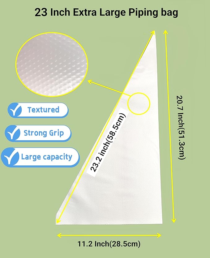 XXL 23 Inch Extra Large Piping Bags 100 Pack - Disposable Pastry Bags - Thick Anti-Burst Pastry Icing Frosting Piping Bags For Decorating Cupcakes Cakes Cookies (Extra Large 23 Inch-100 Pack)