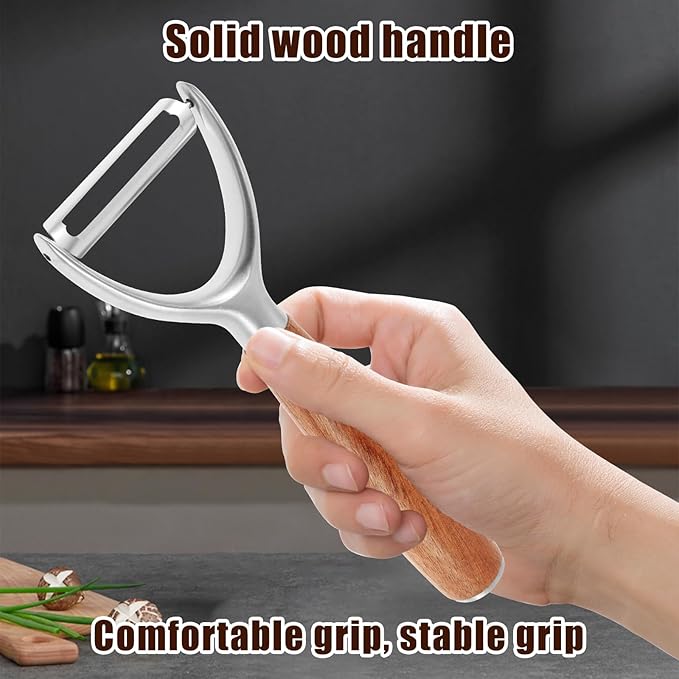 1Pcs Y Style Stainless Steel Vegetable Peeler for Fruit Veggie Heat Resistant Incisive Cucumber Peeler With Solid Wood Handle for Home Kitchen Use