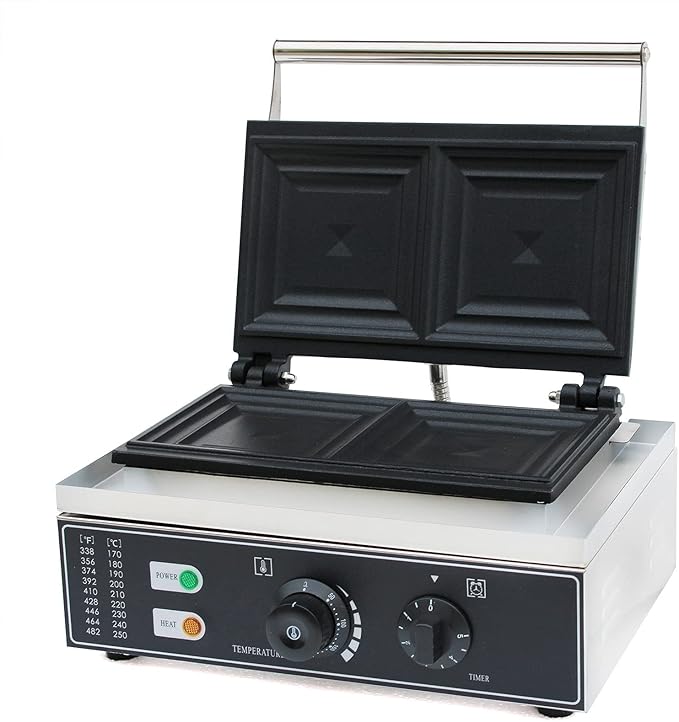 Electric Sandwich Making Machine, 1500W Commercial Sandwich Maker with Indicators and Large Capacity Baking Pans, Double Pan Sandwich Burgers Panini Maker Machine Adjustable Temperature & Time