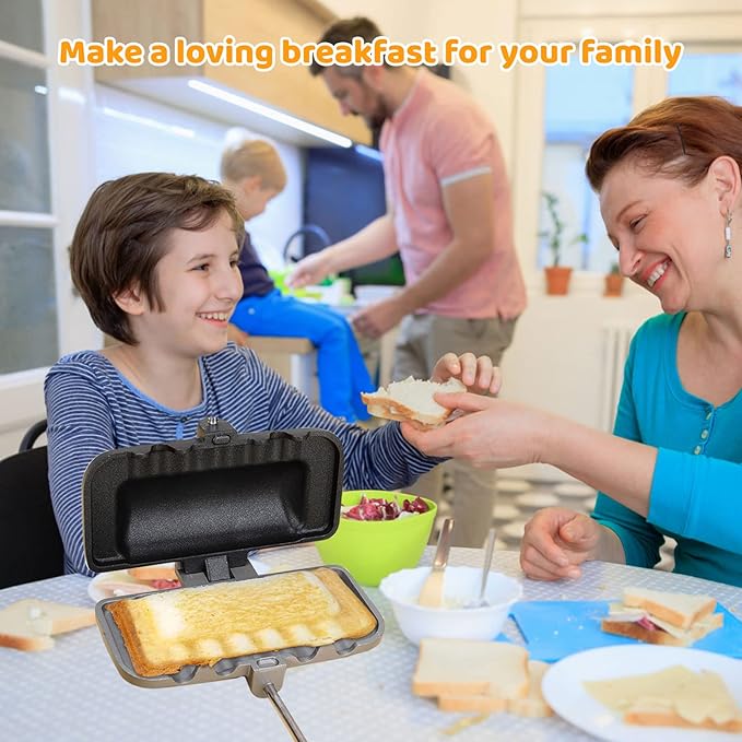 Longzhuo Double-Sided Removable Sandwich Baking Pan, Non Stick Frying Pan, Grilled Cheese Maker,Flip Grill Pan, Sandwich Baking Tray for Pancakes, Omelets, and Hot Dog Toast