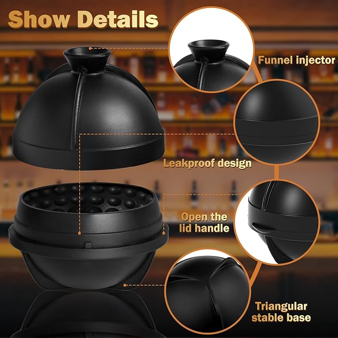 3D Golf Ball Ice Cube Mold 2.5 Inch Large Silicone Round Ice Cube Molds Novelty Golf Ball Gifts Stuff for Cocktails, Bourbon,Brandy, Whiskey Gifts for Men and Women (1, Golf Ball)