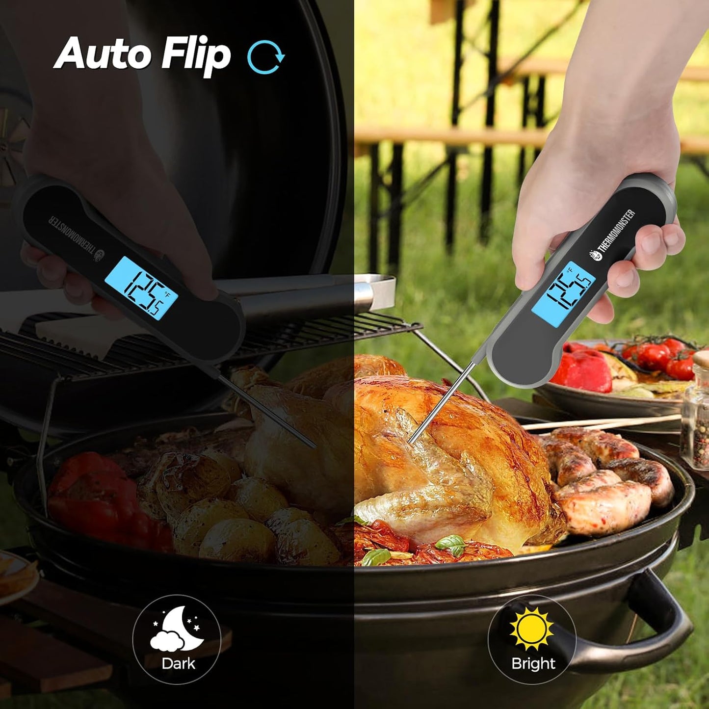0.5 Sec Instant Read Meat Thermometer Digital with ±0.5℉ Precision, Food Thermometer for Cooking Kitchen Gadgets, Oven Grill Candy BBQ Essentials Accessories, Gifts for Him Dad Men Birthday, Grey