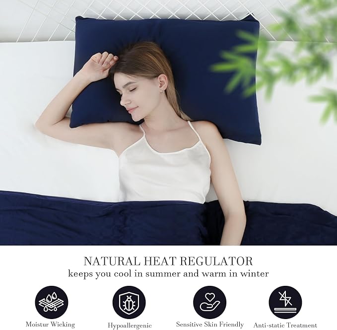 Avolare 2 Pack Pillowcases, Envelope Closure Cooling Pillow Case King Size, Breathable & Machine Washable Pillow Covers for Hot Sleepers, Night Sweats - Navy Blue (20"x36") Imported