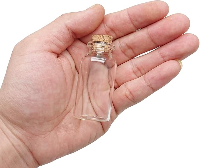 Axe Sickle 20 mL Cork Stopper Glass Bottles Mini Transparent Glass Bottles 36 Pcs.