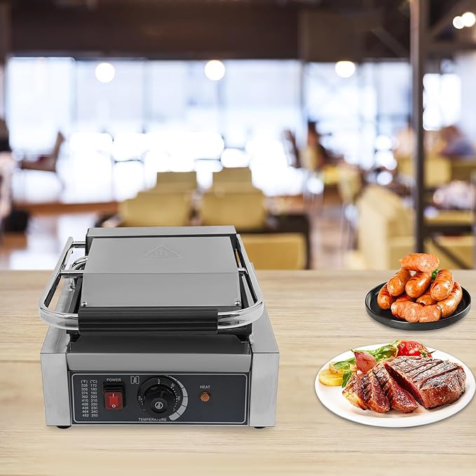 JOMCYDM 1800W Electric Stainless Steel Sandwich Maker, Sandwich Machine Pannini Maker,Commercial Sandwich Panini Press Grill to Grill Bread, Panini Sandwiches, Hamburgers, Chicken, Beef