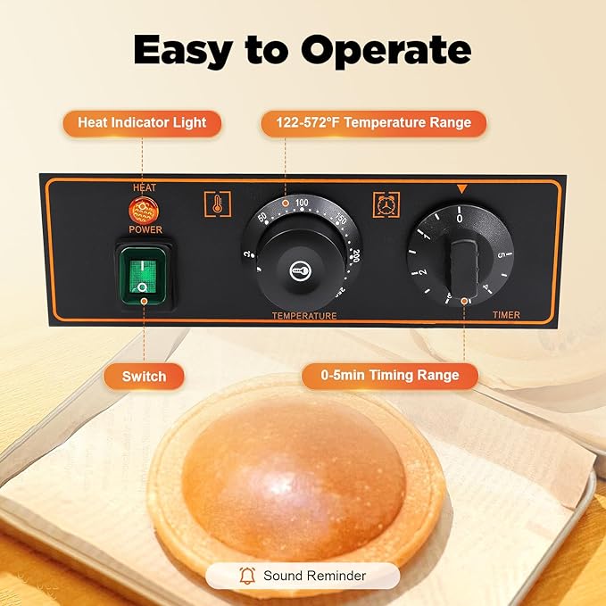 Burger Waffle Maker,Electric Burger Waffle Maker Machine for Home Use,Burger Waffle Makers, Hamburger Sandwich Machines Non-stick Panini Press Waffles Machine with Timer & Temp Control (110V 1200W)