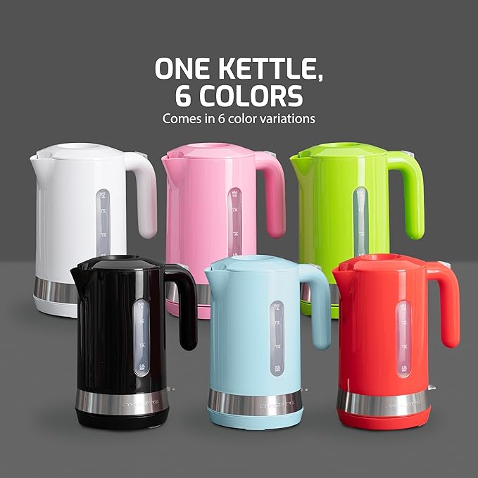 OVENTE 1.8L Electric Kettle, 1500W Fast Boiling Heater for Coffee or Tea, BPA Free, Easy to Fill Lid, Water Level Window, Auto Shut-Off, Boil-Dry Protection and Removable Filter, Blue KP413LBL