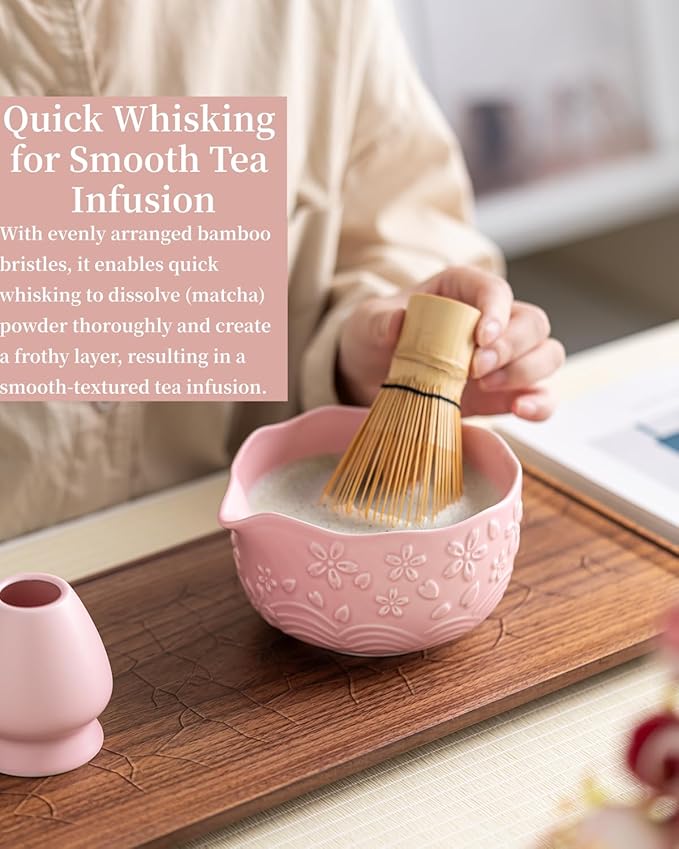 Matcha Whisk Set 9 Pcs – Matcha Bowl, Whisk, Sifter, Spoon, Gift Card ane Portable Carry Bag for Latte Travel,Gift for Matcha Lovers (Matcha whisk)