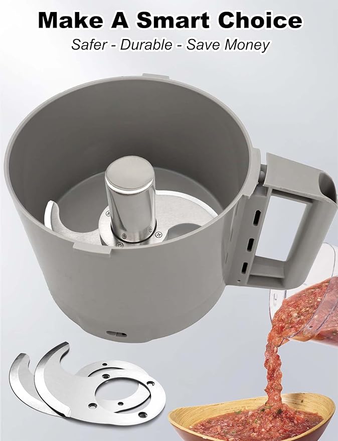 27055 Modular Blade for Robot Coupe Food Processor R2, R2A, R2N, R2B, R2U, R201, R211, with Stainless Steel Housing & 2-Pack Spare Blades, Microplastic-Free/Durable/Cost-Saving