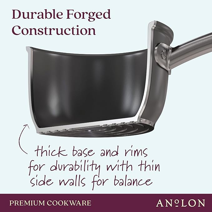Anolon Accolade Forged Hard Anodized Nonstick Pots & Pans - Induction Cookware Set - 12 Piece - Moonstone Gray