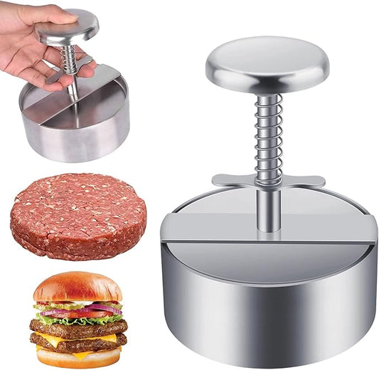 Owfeel Burger Meat Press, 304 Stainless Steel 4.5inch Adjustable Hamburger Patty Maker, Non-Stick Hamburger Press for Kitchen BBQ Grill