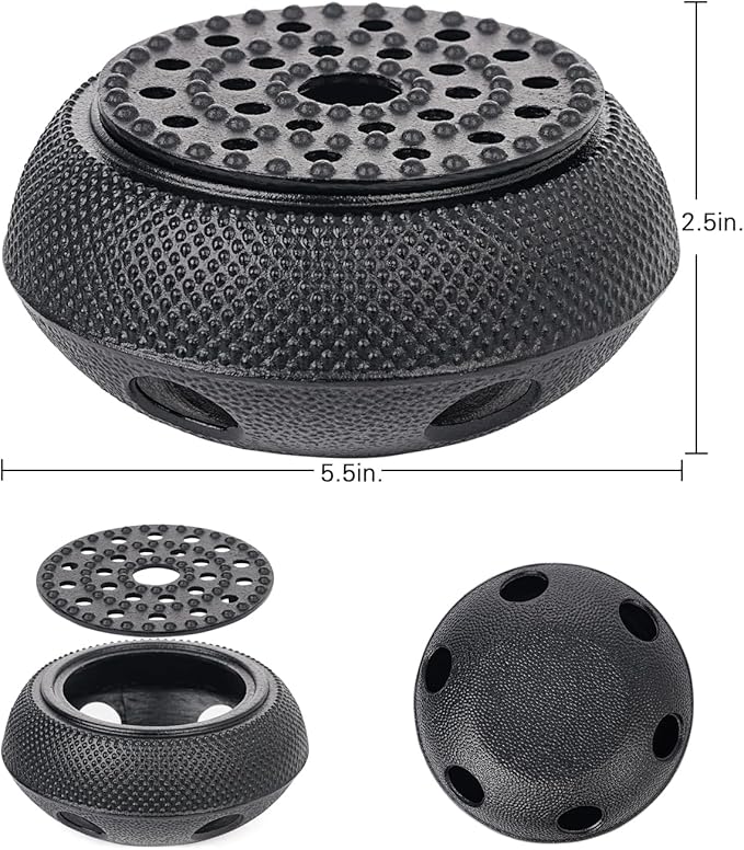 Sungmor Black Cast Iron Teapot Warmer - Japanese Style Candle Warmer for Tetsubin, Durable Heat Retaining Base for Tea Kettles, Traditional Design