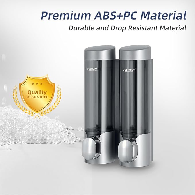 2 in 1 Shampoo and Conditioner Dispenser, 2320 ml Shower Wall Mounted Shampoo and Body Wash Dispenser for Bathroom and Hotel (2 Chamber + Silver)