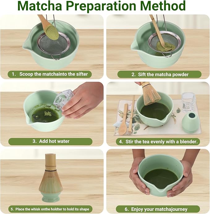 Matcha Whisk Set – 10 Pcs Macha Kit with Green Ceramic Bowl and Whisk – Ceremonial Matcha Kit, Matcha Starter Kit & Accessories – Japanese Matcha Set Gift for Tea Ceremony and Matcha Lovers