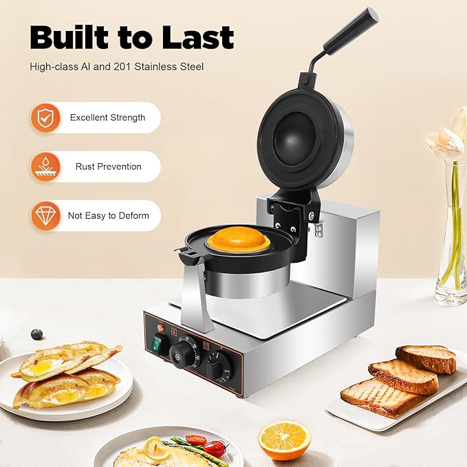 Burger Waffle Maker,Electric Burger Waffle Maker Machine for Home Use,Burger Waffle Makers, Hamburger Sandwich Machines Non-stick Panini Press Waffles Machine with Timer & Temp Control (110V 1200W)