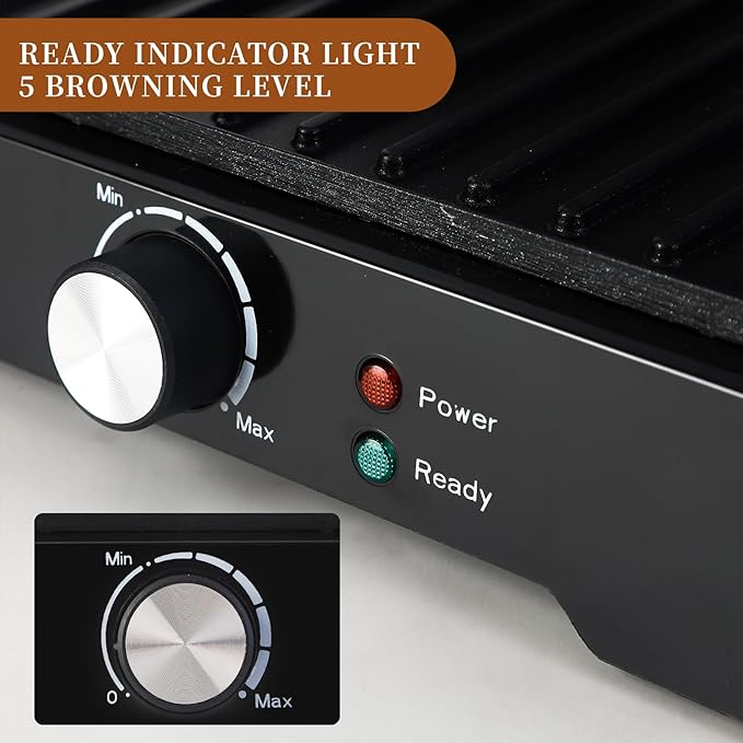 Panini Press Grill Sandwich Maker, Large Electric 3 in 1 Panini Sandwich Maker Grill, Open 180 Degrees for Grill Indoor, Perfect for Grilling Steaks, Burger, Sandwich,Non-stick Pan, Black