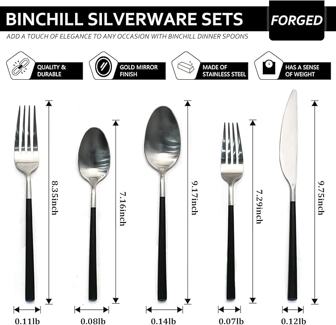 Black 20-Piece Silverware Set with Resin Handle,Stainless Steel Flatware Set, Modern Cutlery Set, Service for 4, Dishwasher Safe
