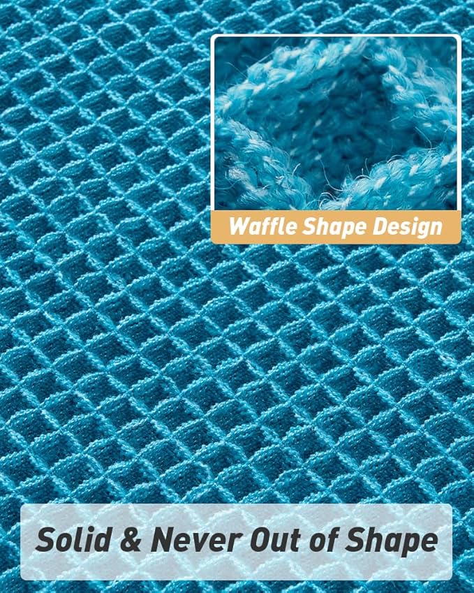 Upgraded Waffle Runner Rug, Super Absorbent Non Slip Bath Mats for Bathroom Floor, Machine Washable Bathroom Runner Rug with Tassels, Ideal for Hallway Bedroom Laundry Room, Teal, 2'x5'(24" x 60")