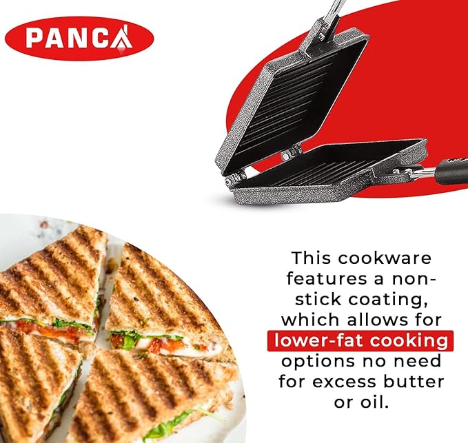 Jumbo Grill Gas Toaster Premium Big Bread Sandwich Maker, Black Aluminium with Bakelite Handles and Spatter, Gas Stove Toaster
