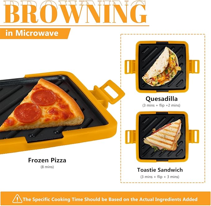 Microwave Sandwich Maker - Microwave Toastie Sandwich Maker，3-in-1 Toastie Panini Press with Dishwasher Safe Design No Electricity Needed Fast Cooking for Travel Friendly/Office/Home(Yellow)
